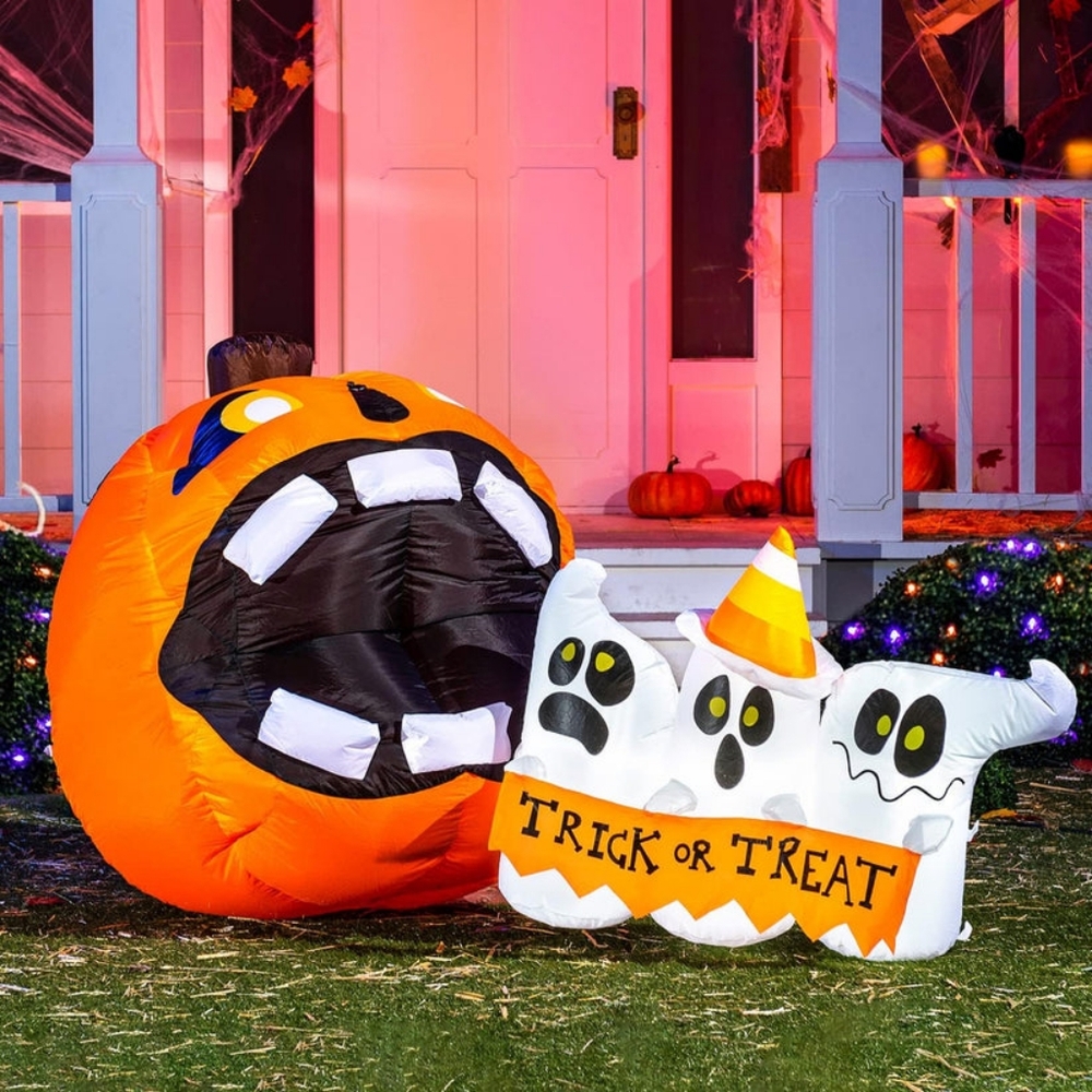 Joiedomi 6ft Halloween Trick Or Treat Pumpkin Eating Ghosts Inflatable Decor GUC